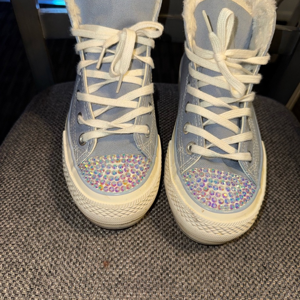 Light Blue Sneakers with Rhinestone Accents size 39